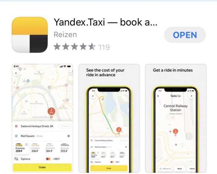 yandex taxi app