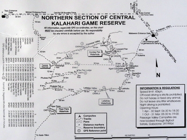 plattegrond centrale kalahari