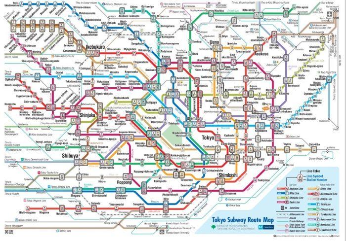 plattegrond metrolijnen tokio