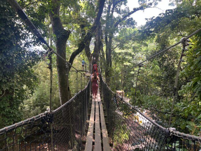 hangbrug in le jardin de balata